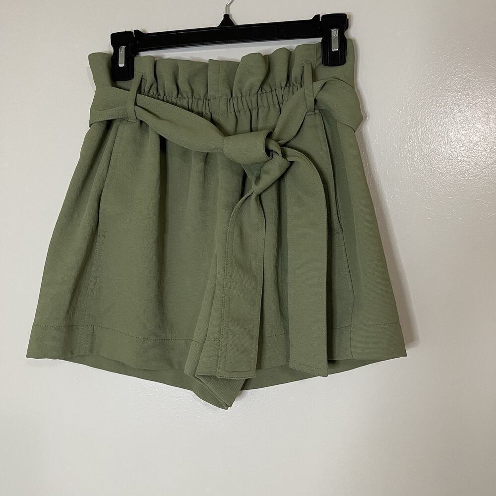 NWOT Aritzia Wilfred Paperbag belted high waist knit olive green shorts US 4